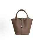 HERMES爱马仕 Picotin Lock 22 银扣 菜篮子水桶包手提包 22 女款 18 Etoupe 大象灰